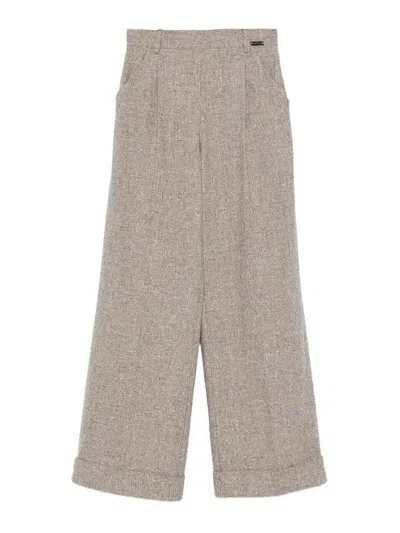 Manzoni24 Tweed Pants In Brown