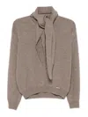 Manzoni24 Crew-neck Sweater With Scarf In Brown