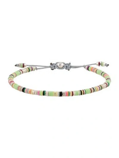 Pre-owned Maor Beaded Adjustable Bangle Bracelet In Black/green/pink