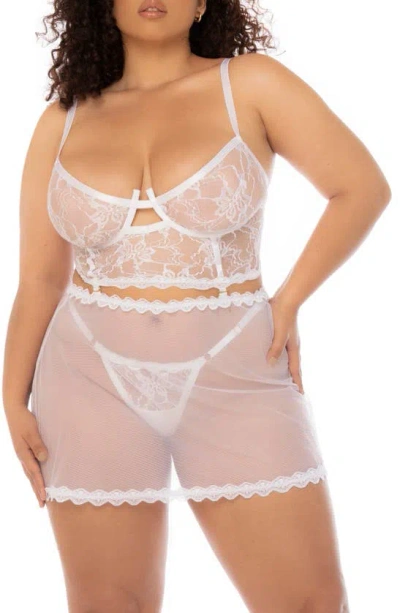 Mapalé Mapale 2-in-1 Bustier, Skirt & Thong Set In White