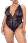 Mapalé Mapale Cutout Lace Bodysuit In Midnight Blue