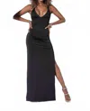 Mapalé Deep V Neckline With Crisscross Straps Long Dress Gown In Black In Black