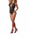 Mapalé Diamante Zigzag Lace Bodysuit In Black In Black