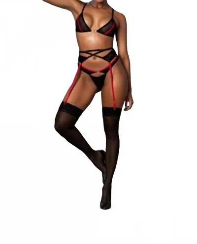 Mapalé Fire 3 Piece Bra Set In Black In Multi