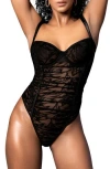 Mapalé Mapale Floral Lace Underwire Bodysuit In Black
