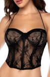 Mapalé Mapale Floral Lace Underwire Bustier & Thong Set In Black