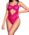 Mapalé Injection Elastic Bodysuit In Hot Pink In Pink