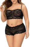 Mapalé Mapale Lace Bralette & Boyshorts Set In Black