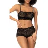 Mapalé Mapale Lace Bralette & Boyshorts Set In Black