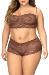 Mapalé Mapale Lace Bralette & Boyshorts Set In Cocoa