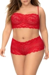 Mapalé Mapale Lace Bralette & Boyshorts Set In Red