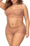 Mapalé Mapale Lace Bralette & Boyshorts Set In Taupe