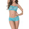Mapalé Mapale Lace Bralette & Boyshorts Set In Turquoise