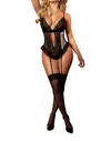 Mapalé Lacy Teddy Bodysuit In Black In Black