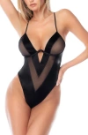 Mapalé Mapale Mesh Panel Bodysuit In Black