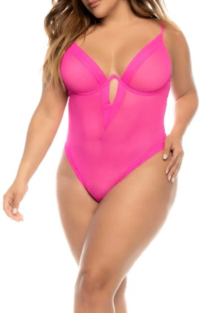 Mapalé Mesh Underwire Teddy In Hot Pink