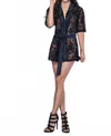 Mapalé Satin Lace Robe With G-string Set In Black In Black