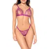 Mapalé Mapale Satin Trim Lace Underwire Bra & Thong Set In Purple