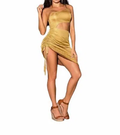 Mapalé Shimmery Cut Out Beach Dress In Gold
