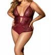 Mapalé Sofia Floral Bodysuit - Plus In Burgundy In Burgundy