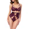 Mapalé Mapale Strappy Cutout Lace Underwire Teddy In Wine