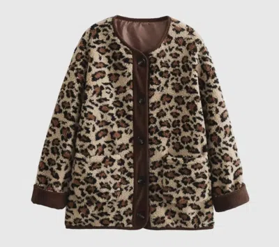 Mapcie Leopard Fleece Jacket In Multi