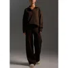 Mapcie Long Sleeve Knit Sweater And Pants Set In Brown In Brown