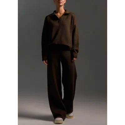 Mapcie Long Sleeve Knit Sweater And Pants Set In Brown