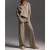 Mapcie Long Sleeve Knit Sweater And Pants Set In Khaki In Green