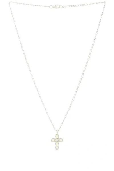 Maple Cross Chain Necklace In Silver 925 & Mother Of Pearl