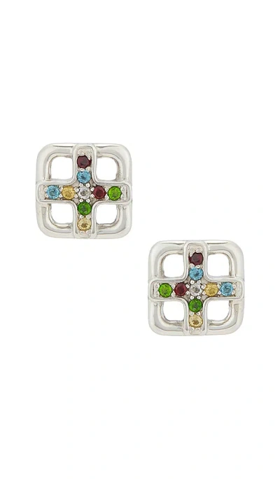 Maple Cross Earrings In Silver 925 & Topaz