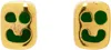 Maple Gold Smiley Earrings In 14k Gold Plated/gree