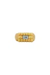 Maple Lil Pool Signet In 14k Gold P & Aquamarine