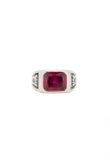 Maple Midnight Ring Slim In Silver 925 & Ruby