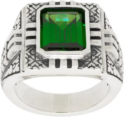 Maple Silver Gazzi Signet Ring In Silver 925/emerald