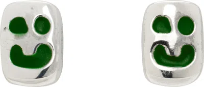 Maple Silver Smiley Earrings In Silver 925/green Ena