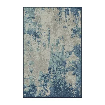 Maples Abstract Stone Rectangular Indoor Accent Rug In Blue