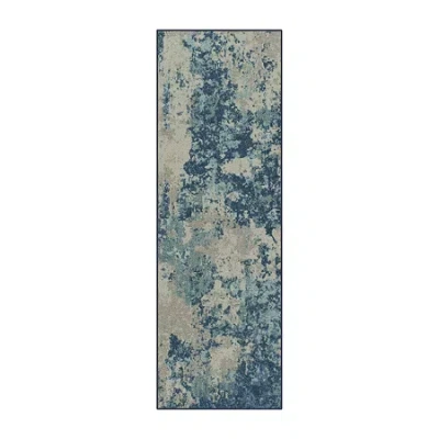 Maples Abstract Stone Rectangular Indoor Runner In Blue