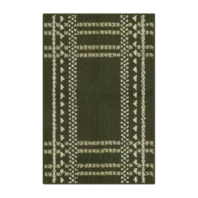 Maples Border Plaid Indoor Rectangular Accent Rug In Green