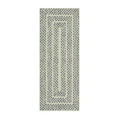 Maples Braided Squares Blue Indoor Rectangular Runner