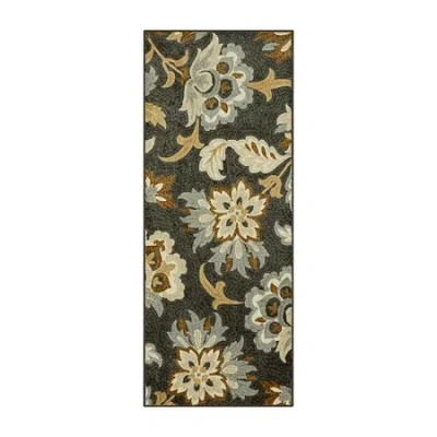 Maples Jacobean Floral Indoor Rectangular Runner In Gray