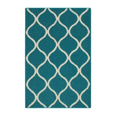 Maples Lattice Washable Skid Resistant Indoor Rectangular Accent Rug In Green