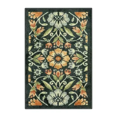 Maples Multi Floral Navy Indoor Rectangular Accent Rug In Blue