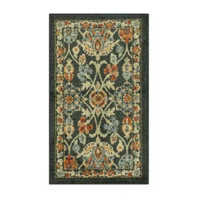 Maples Persian Navy Floral Indoor Rectangular Accent Rug In Blue