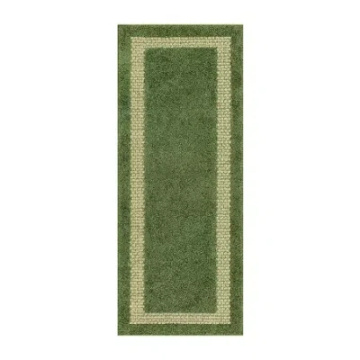 Maples Solid Cut And Loop Indoor Rectangular Runner In Green