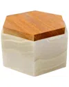 Mapleton Drive Hexagon Gray And White Banded Onyx Box