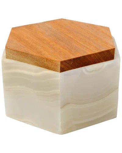 Mapleton Drive Hexagon Gray And White Banded Onyx Box