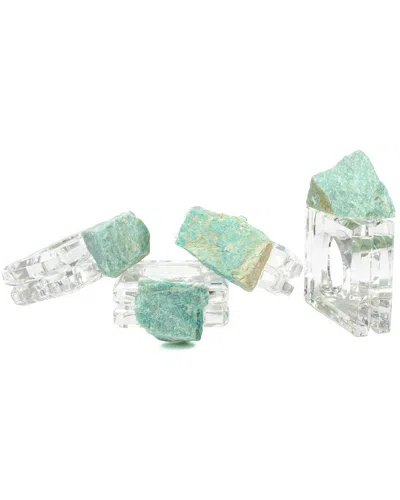 Mapleton Drive Set Of 4 Amazonite Napkin Rings In Gray