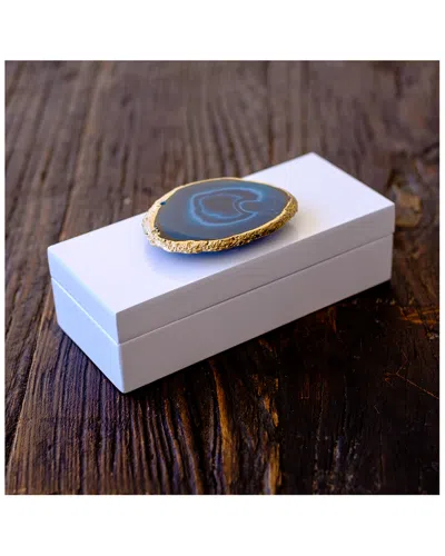 Mapleton Drive Small White Lacquer Box In Blue