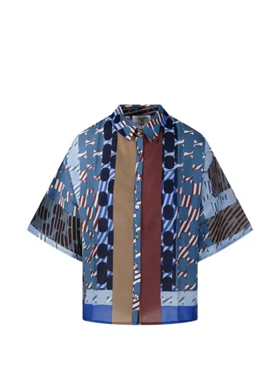 Mapoesie Andrew Pollen Abstract-print Shirt In Blue